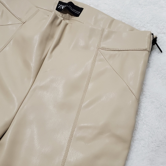 Faux Leather Cream Pants - Picture 7 of 9
